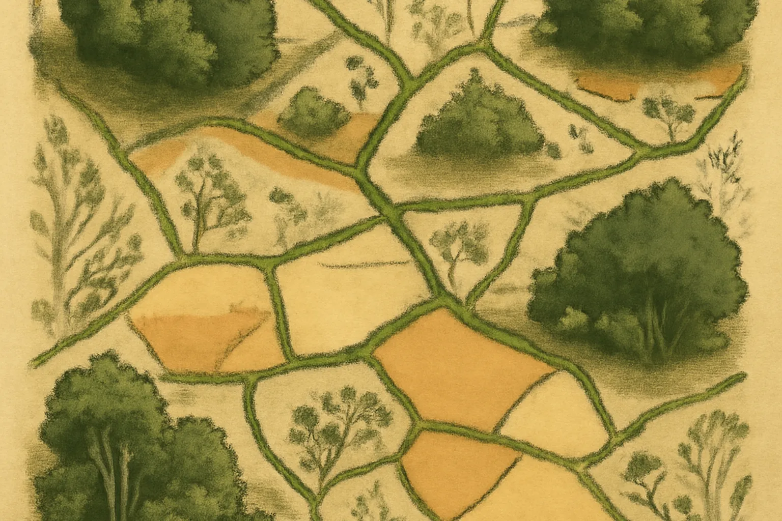 Carte stylisee d'un reseau regional de corridors ecologiques