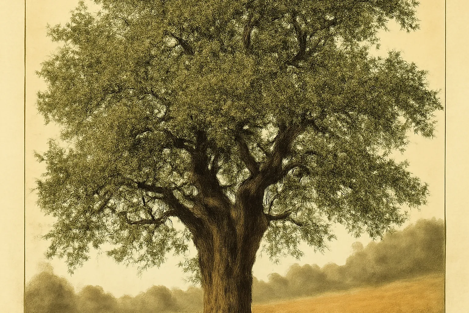 Vieux poirier sauvage isole en bordure de prairie, patrimoine vegetal